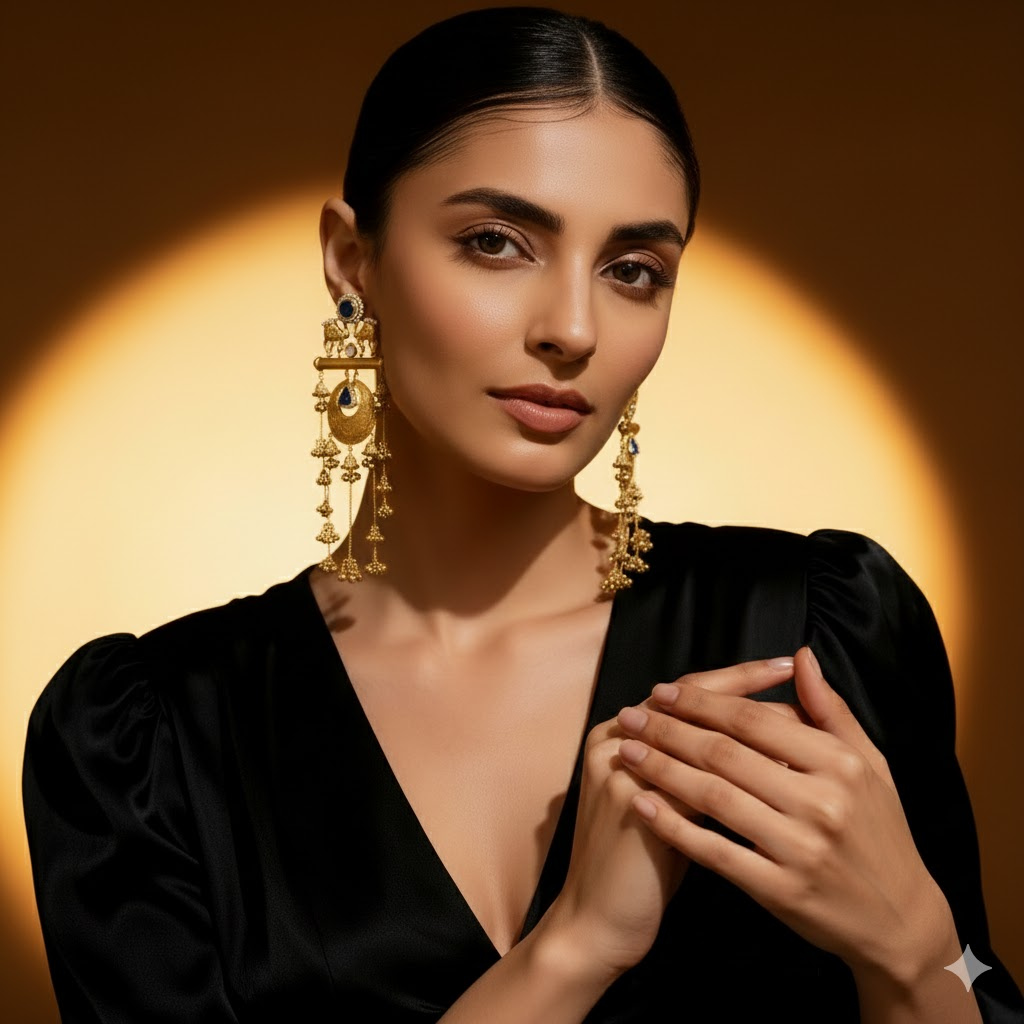 Jhumka Style kashmiri Chandelier Earring