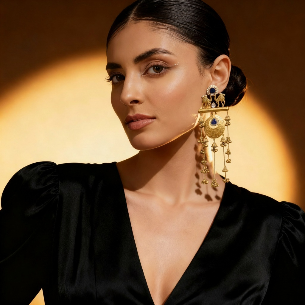 Jhumka Style kashmiri Chandelier Earring