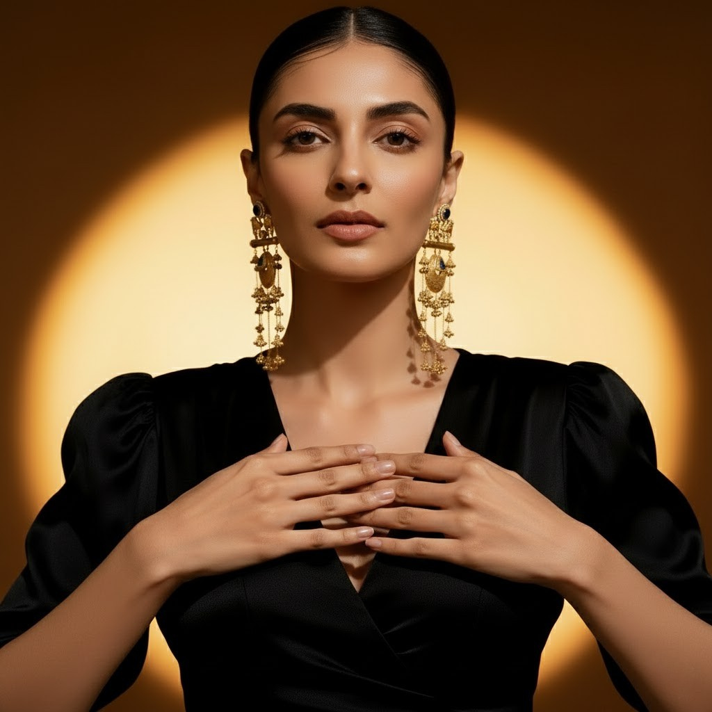 Jhumka Style kashmiri Chandelier Earring