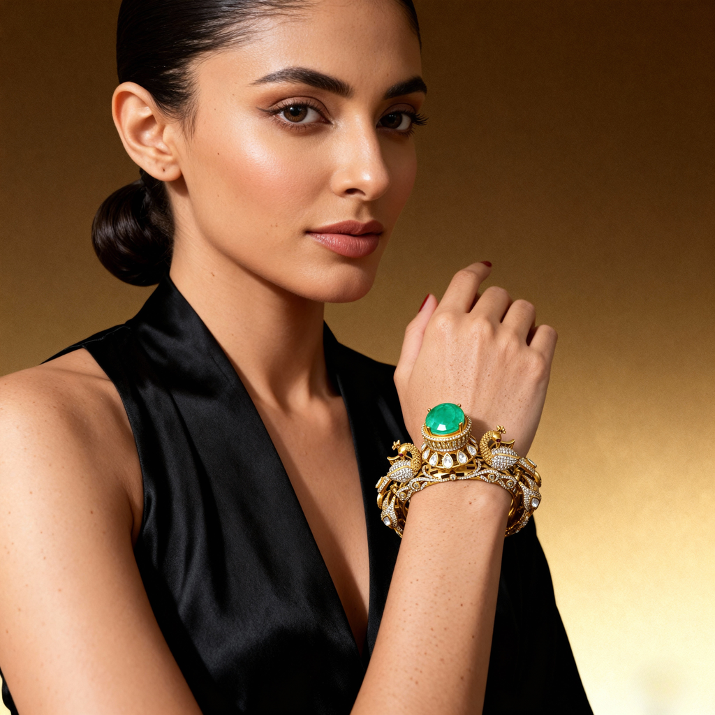 Royal Mughal Polki Kundan Statement Bracelet