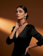 Traditional Indian Necklace Set With Rubby Gem Stone