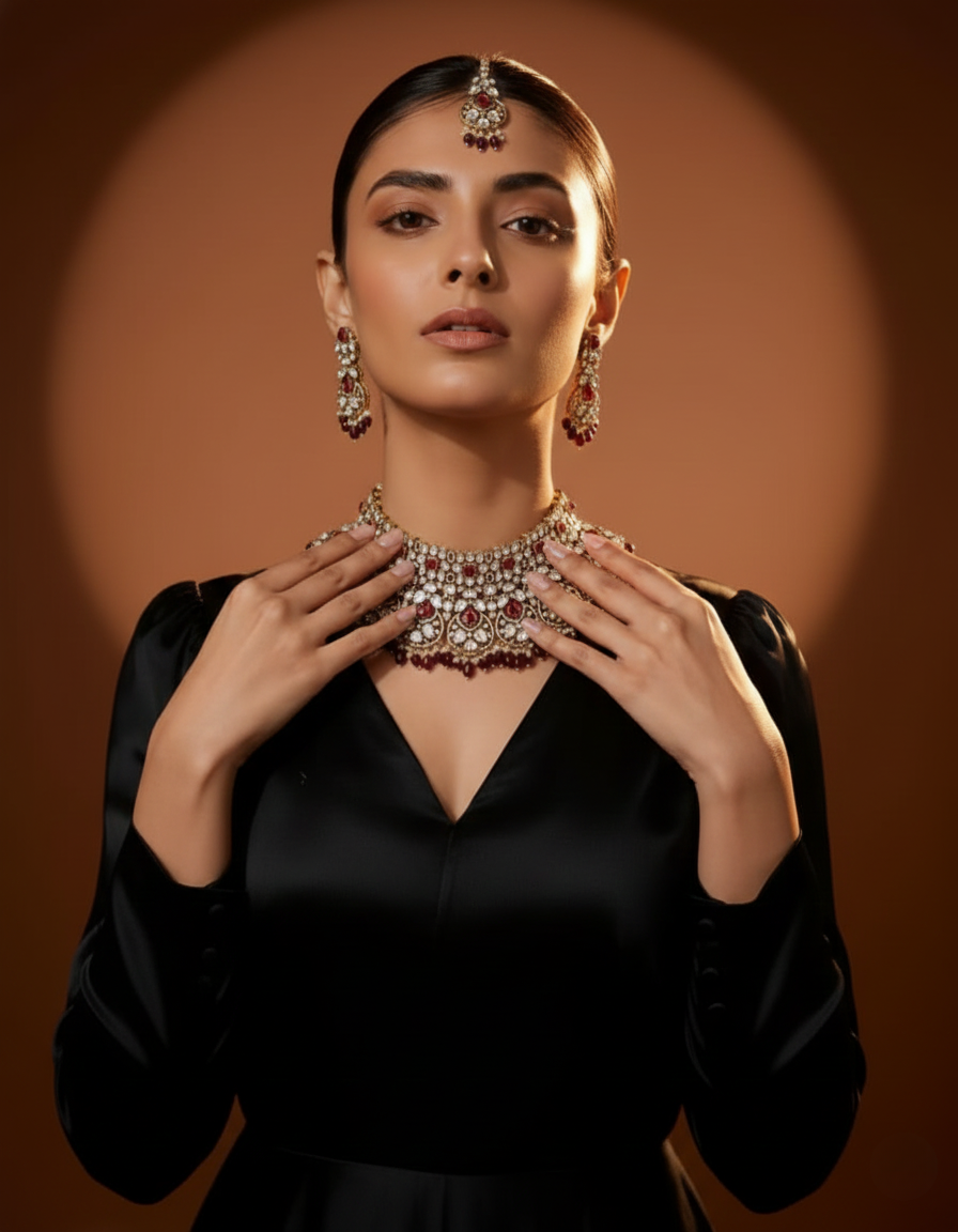 Rubby Royal Polki Chokar Set