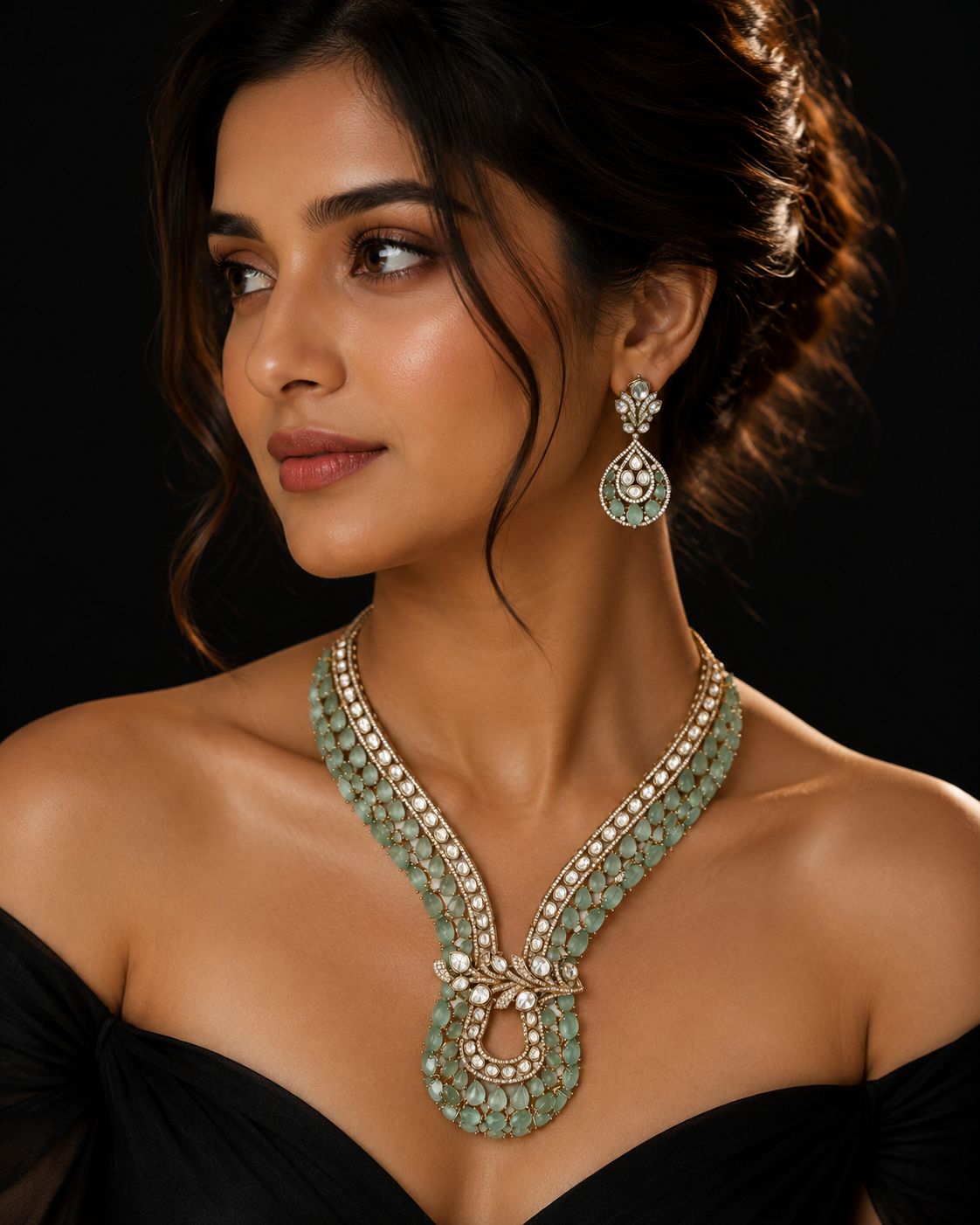 Mint Elegance Statement Necklace Set