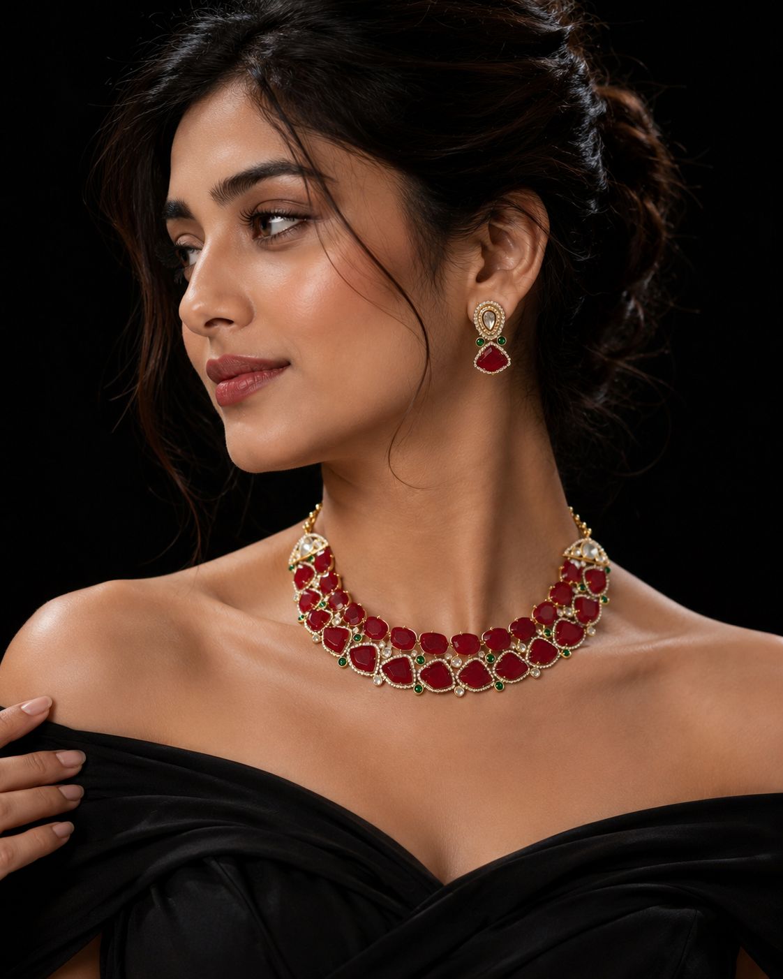 Ruby Royale Choker Necklace Set