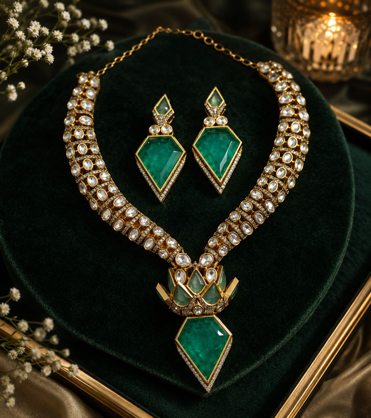 Ruby Regal Pendant Necklace Set