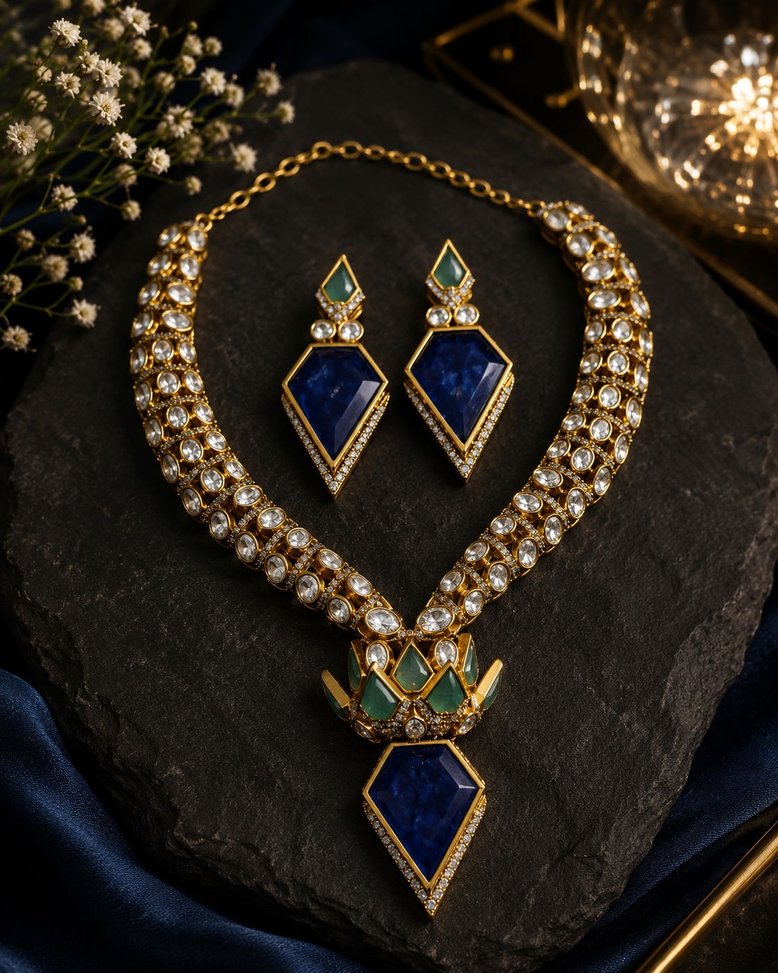 Ruby Regal Pendant Necklace Set