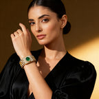 Emereld Glow Kundan Luxury Bracelet