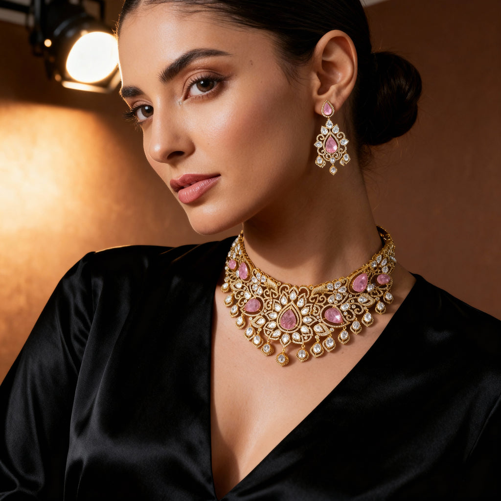 Rose Empress Polki Chokar Set