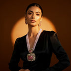 Ractangle Royal Pink Pendent Set