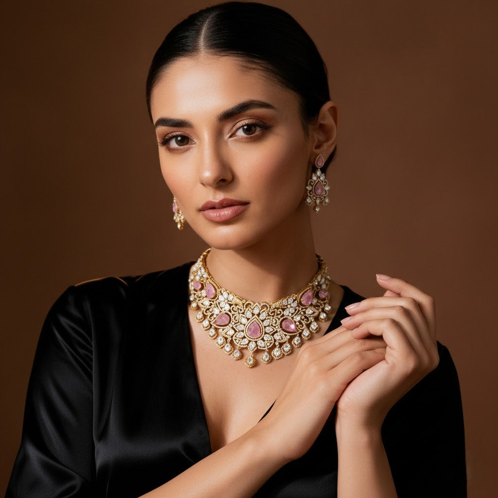 Rose Empress Polki Chokar Set