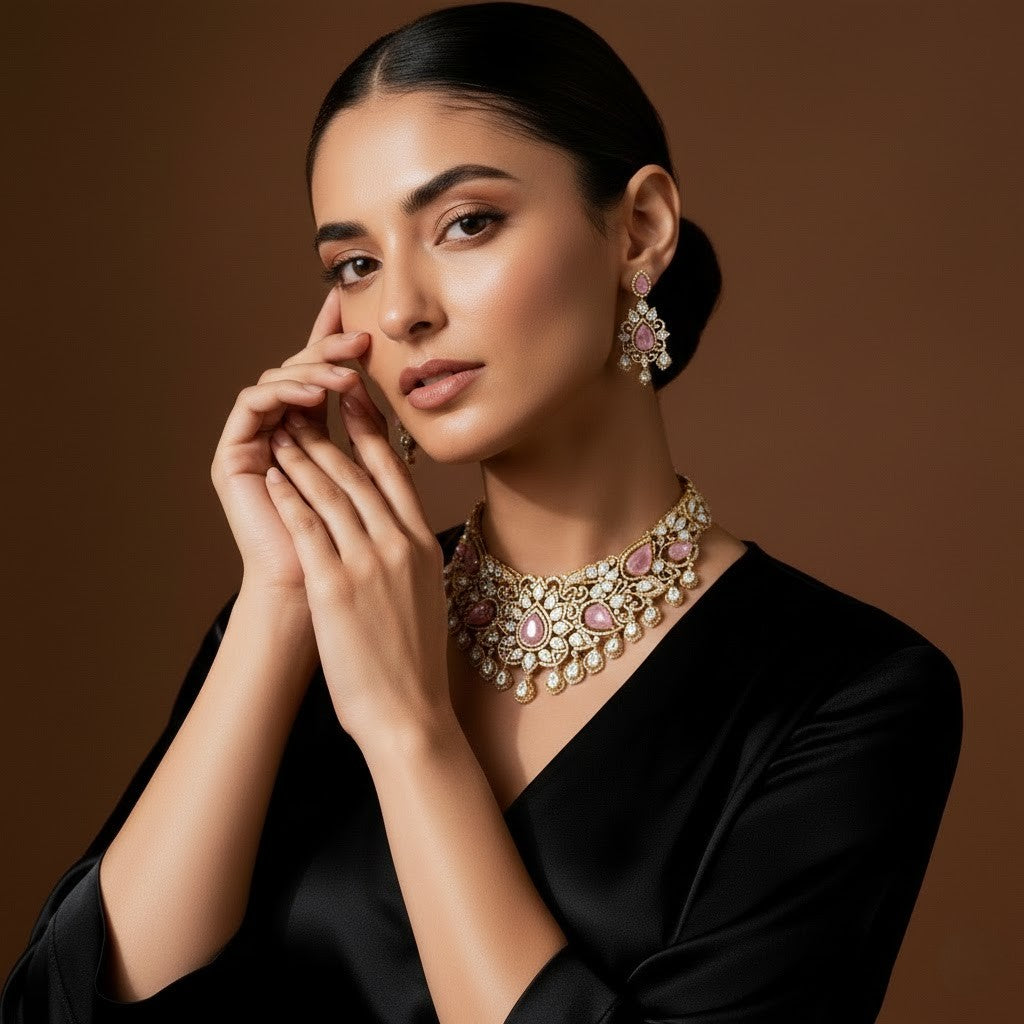 Rose Empress Polki Chokar Set